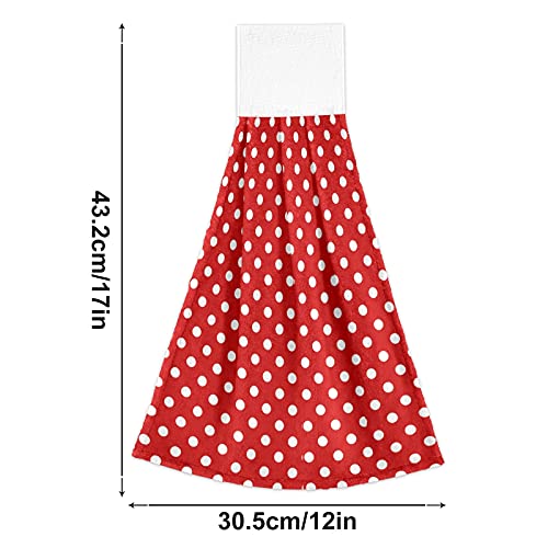 Dussdil Red White Polka Dot Kitchen Hanging Towel 12 X 17 In, Bath Hand Fingertip Tie Towels Set 2 Pcs Tea Bar Dish Cloths Dry Towel Soft Absorbent Durable For Bathroom Laundry Room Decor thumb #4