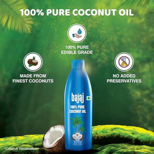 Image of Bajaj 100% Pure Coconut Oil 300ml | Made with Premium Grade 1 Quality Coconuts (Pack of 2)