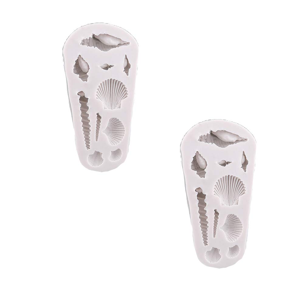 2 Pcs Sea Shells Silicone Mold Conchs Seashell Ocean Series Fondant Cake Chocolate Mould Baking Tool