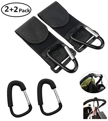 HBONE 4 Pack Strong Mummy Carry Carabiner, Pushchair Hooks Clip Large Buggy Pram Shopping Bag Holder