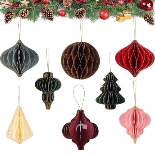 Weihnachtsdekorationen, 8 Stück 3D Mini Weihnachts Papier Ornamente...