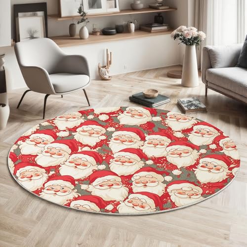 Tapis rond antidérapant et lavable grand format Noël
