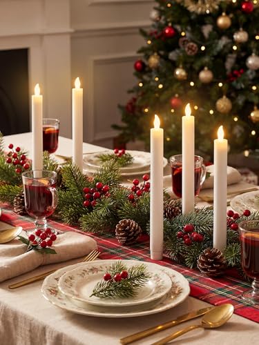 Image of Funtery 48 Pcs Flameless LED Taper Candles Battery Operated Candles Bulk Realistic LED Candlesticks Flickering for Wedding Church Party Home Decor(White,10 Inch,Modern Style)