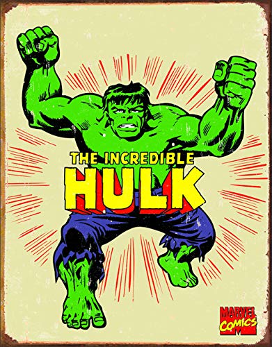 Desperate Enterprises Marvel Comics The Incredible Hulk Retro Tin Sign, 12.5" W x