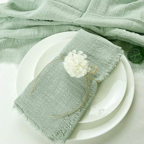 Serviettes de table en coton lavables et réutilisables vert sauge
