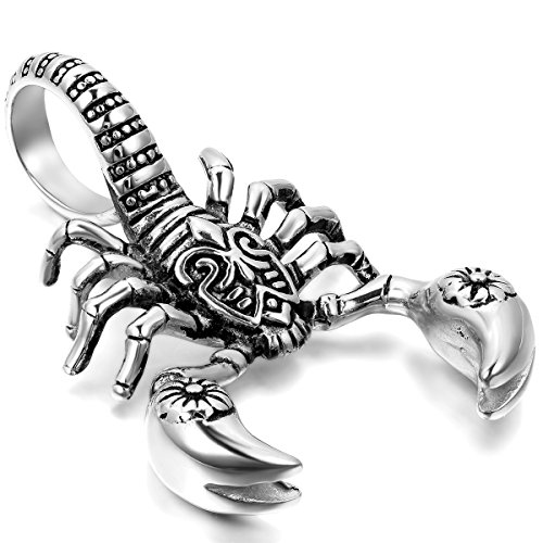 Cupimatch Collier Homme Pendentif Scorpion Tribal Gothique Fantaisie Bijoux en Acier Inoxydable,Punk Rock Collier avec Chaîne de 55cm pour Homme et...