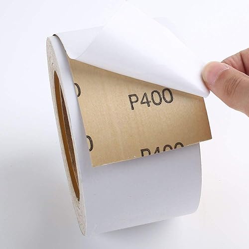Miniatura 3 de LotFancy Rollo de papel de lija PSA, grano 400, autoadhesivo, papel de arena para longboard, 2-34 pulgadas de ancho por 21.9 yardas de largo, rollo