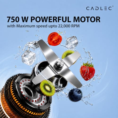 Image of Cadlec BlendCraft 4 Jar 750 Watt Mixer Grinder | High-Power Juicer, Blender & Mixer | Durable ABS Body | Multi-Function for Juicing & Blending | 2-Year Warranty, Blue & White
