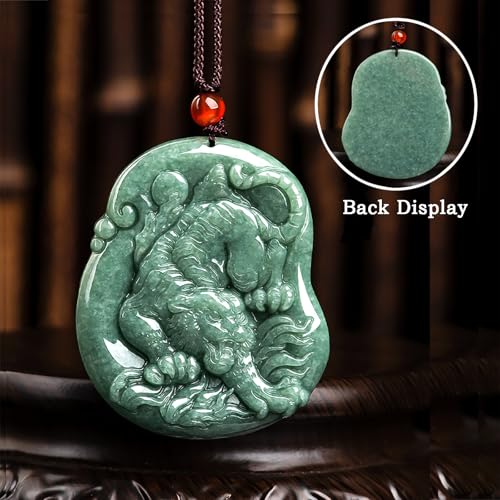 Hand-Carved Tiger Natural Jade Pendant Necklace for Men Women, Zodiac Stone Amulet Jewelry Accessories Necklace for Gifts2