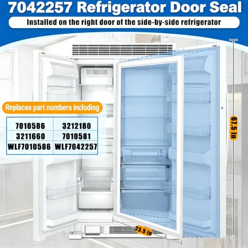 Image of Upgraded 7042257 Refrigerator Door Gasket Replacement Compatible with Subzero 542 642 680 685, 67.5″x23.5″ 7010586 Fridge Gasket Replace 3212180 3211660 701058 WLF7042257 Freezer Seal