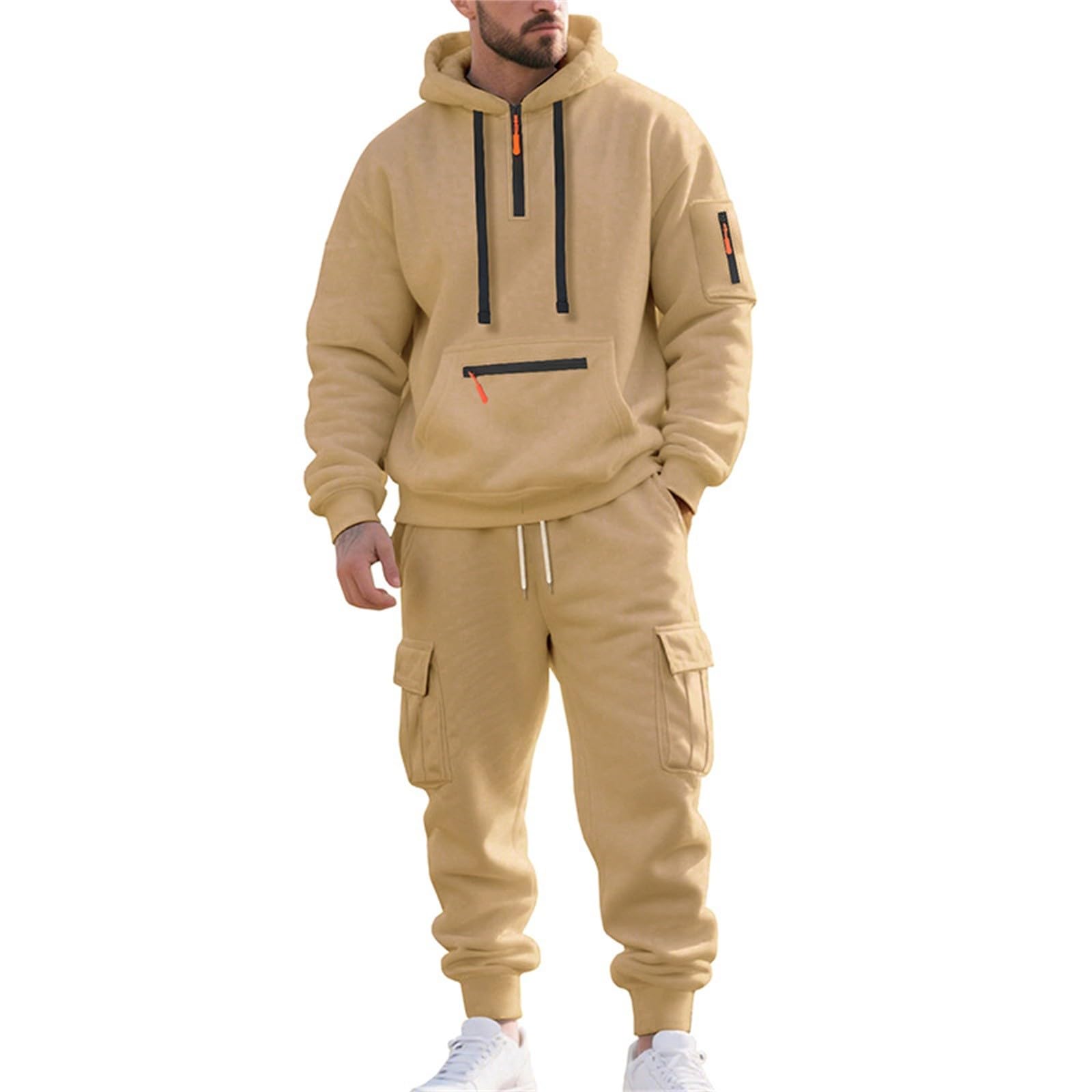 Tuta da uomo Insieme Inverno, Set da uomo chic e casual, tuta da corsa in palestra fitness, abbigliamento urbano moderno, abbigliamento autunno inverno caldo, abbigliamento felpa con cappuccio