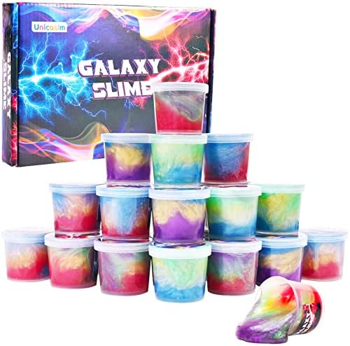 Kids Party Favors Slime Putty, 24 Pack Galaxy Slime Bulk, Crystal Slime for Goodie Bag, Stress Relief Toys, Tactile and Visual Stimulation, Christmas Stocking Stuffers for Girls and Boys