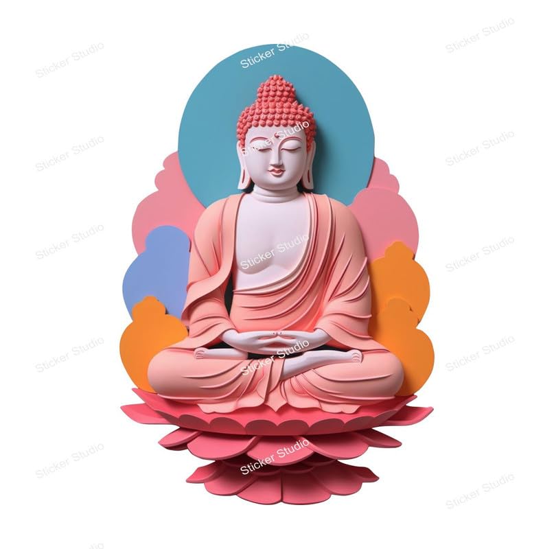 Image of Lord Buddha PVC Vinyl,Wall Sticker for Home Decor - Ideal for Living Room, Bedroom, Hall, Kids Room, Play Room (Size -45 cm x 45 cm) (Buddha (58 cm x 40 cm))