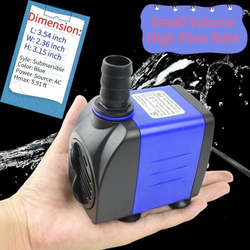 Image of Conquerall CHA-1000 1200L /H AC 110V 310GPH Submersible Pump 20W Durable Adjustable Water Pump Head 5.91ft High for Aquariums, Employees, Garden Fountains,Hydroponics Systems and Pet Fountains