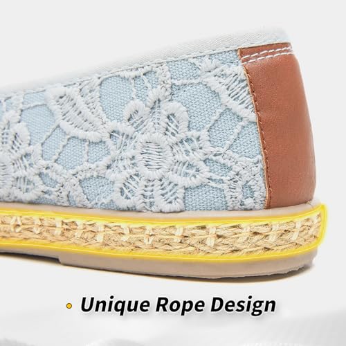Image of BABUDOG Women's Flats with Flower Embroideried,White Lace Ballet Flats,Comfortable Dress Flats
