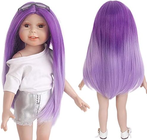 STfantasy Doll Wig for 18 Inches AG OG Doll Journey Girls Gotz My Life Ombre Purple Straight Synthetic Hair Girls Gift