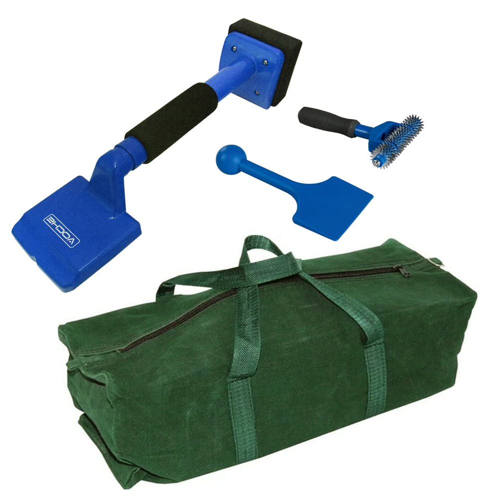 Tooltime. Voche® 5 Piece Knee Kicker Carpet Stretcher, Bolster Chisel And Seam Roller Fitting And Laying Tool Kit With Heavy Duty Canvas Tool Bag