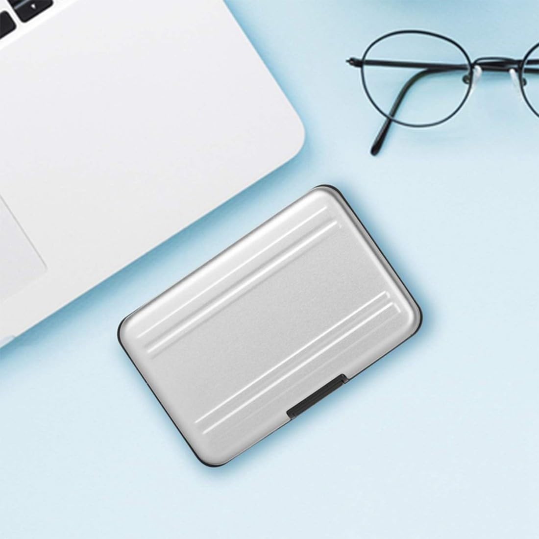 NJCXOLA 8 Scomparti Custodia per Schede di Memoria, 8 Schede SD e 8 Micro SD, per SDXC, SDHC, SD, Resistente all'Acqua, Antiurto (Nero)