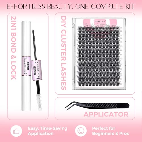 Image of Lash Clusters Kit Wispy Eyelash Clusters Natural D Curl DIY Lash Extensions Kit Individual Cluster Lashes with Bond & Seal Tweezers, 9-16mm, 168pcs