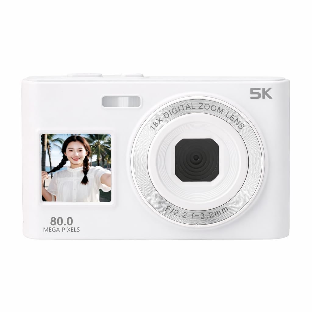 yoidesu 5k digital camera 80mp photography camera with 18x zoom af auto focus wifi sharing, dual screen digital with flash for selfie travel vlogging beginners