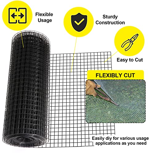 24'' x 50' 1.5inch Hardware Cloth 16 Gauge Black Vinyl Coated Welded Fence Mesh for Home and Garden Fence and Home Improvement Project