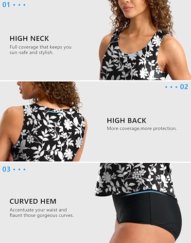 Image of G Gradual Tankini Tops for Women High Neck Swimsuits Swim Top Modest Bathing Suit Swimwear Tank Top only No Bottom