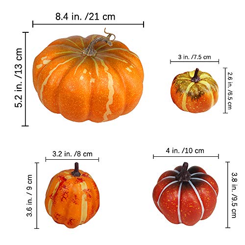 image for Winlyn Package of 8 Pieces Assorted Orange Artificial Pumpkins Fall Pa