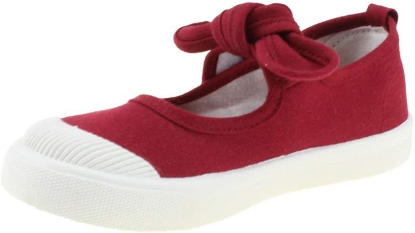 BININBOX Kid Girls Bowknot Canvas Shoes Soft Sole Ballet Dancing Shoes Mary Jane Flat Sneakers for Toddler Sneakers School Uniform Dress Shoe