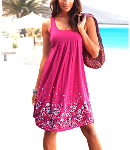 Image of AELSON Womens Summer Casual Sleeveless Mini Printed Vest Dresses