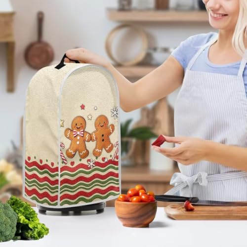 Image of Christmas Cookie Kitchen Blender Dust Cover with Top Handle | Washable Anti Splash, Stand Mixer or Coffee Juicer Maker Cover Polyester Dust Proof Blender Protector Covers for Friends