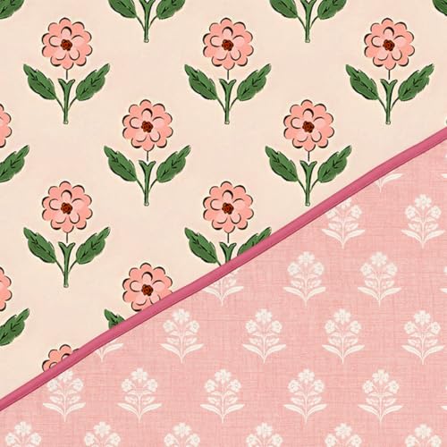 Image of Homestan Reversible All Season Cotton Feel Dohar for Single Bed,Soft Light Weight AC Blanket /Comforter for Summer /Winter /Monsoon (58x86 Inches, Blossom Blush)