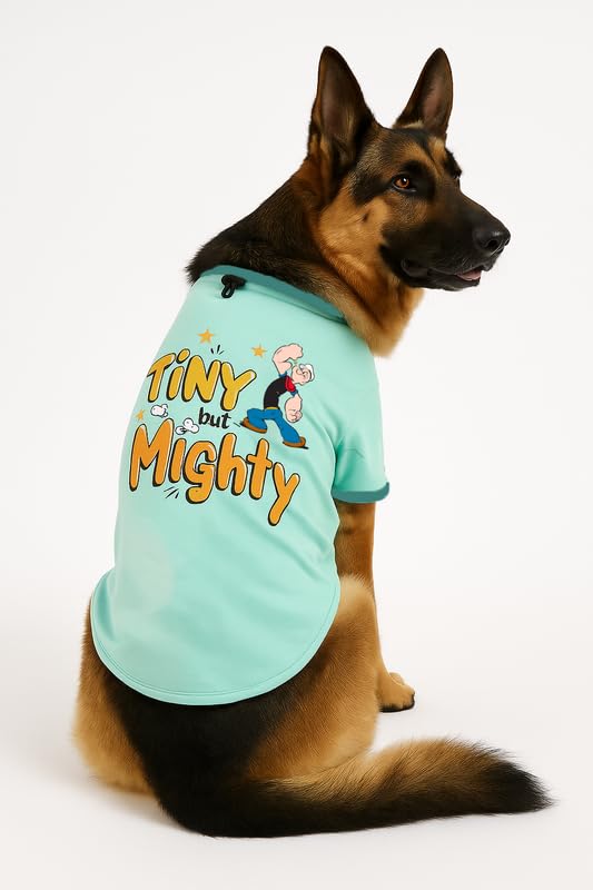 Image of Thunder Tails Cotton Adjustable Dog T-Shirt | Soft Breathable Pet Clothing for Small Dogs & Puppies | Ideal for Pekingese, Maltese, Mini Breeds | Comfortable Puppy Outfit (Aqua, S)