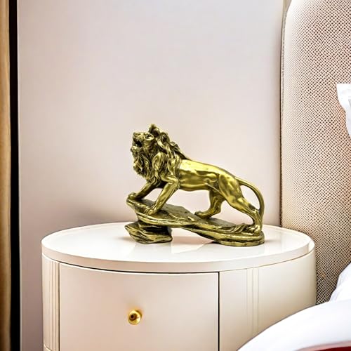 Estatua de León Resina Dorada 8in Decoración miniatura 6