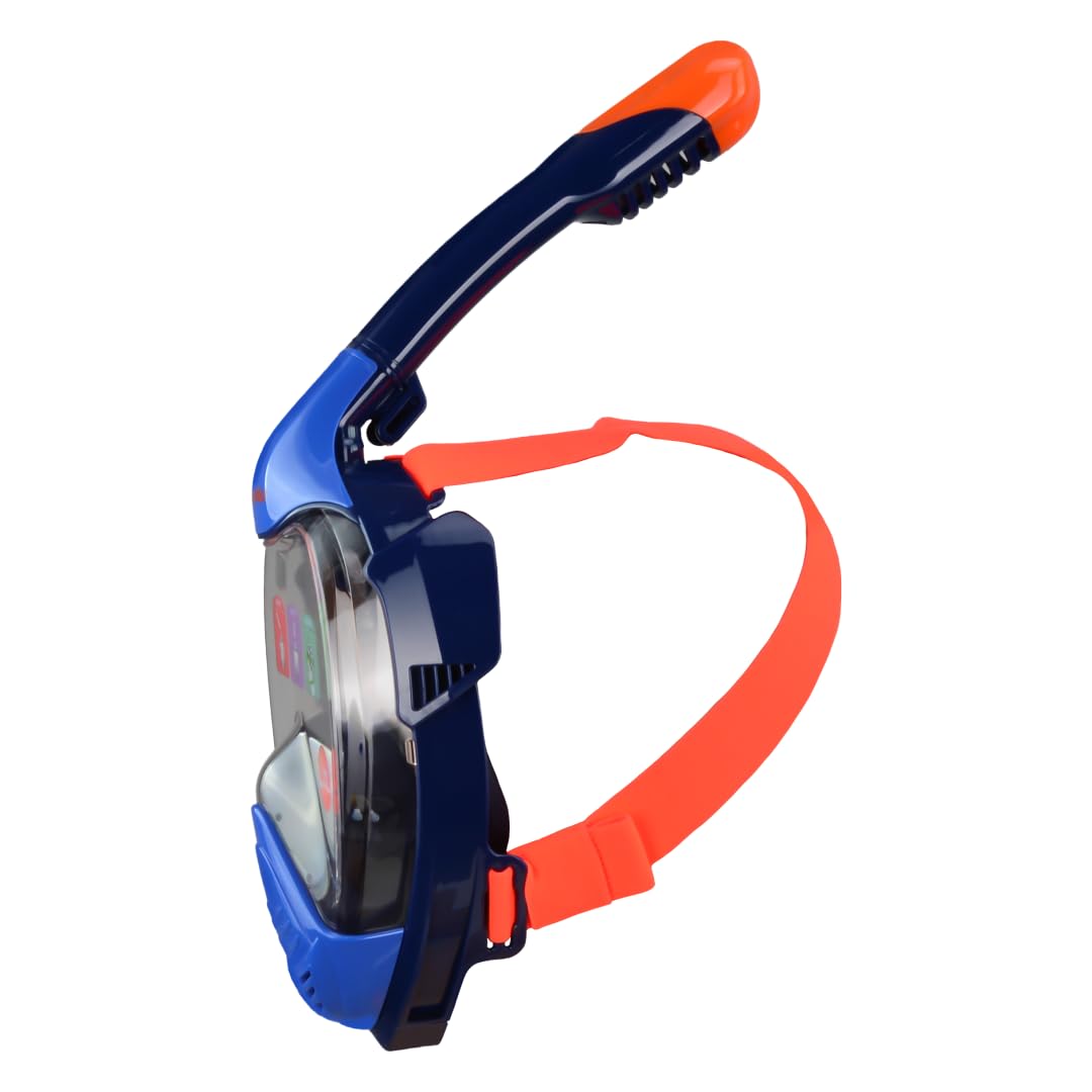 Captain Mike Maschera da snorkeling integrale con Dry Top – 180° Panorama – Valvola CO₂ & Anti Fog – Sistema respiratorio per naso e bocca – Supporto fotocamera – Per adulti e ragazzi