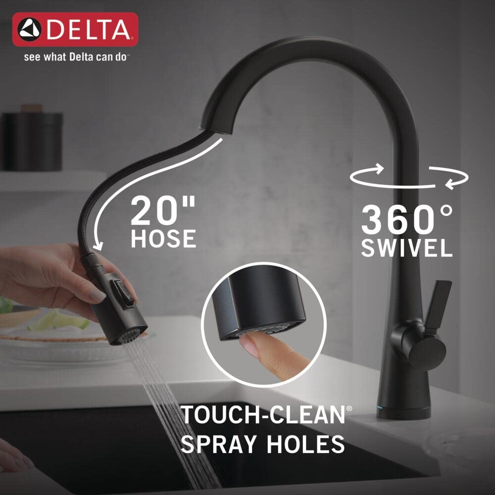 Delta Faucet 9191T-BL-DST Monrovia - Grifo de cocina, negro mate
