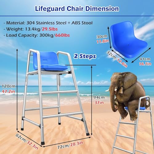 Silla de socorrista de acero inoxidable 120 cm miniatura 2