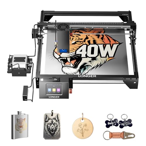 Image of Longer Ray5 40W Laser Cutter & Laser Engraver Offers 24,000 mm /min Speed with air Assist, 3.5 inch Touchscreen, and Offline app Control for Precise Engraving on Multiple Materials.