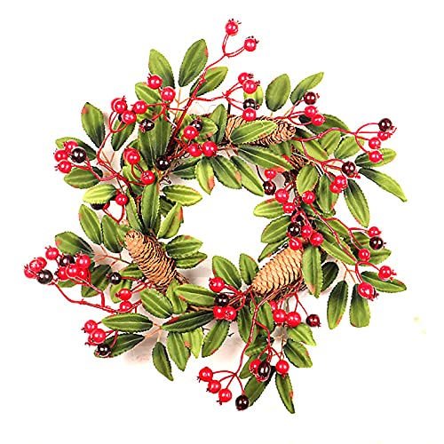 TIAVNTD Weihnachtskranz, Vordertür, rote Beerenkränze aus natürlichem Kiefernzapfen, Dekoration für den Winter Cover