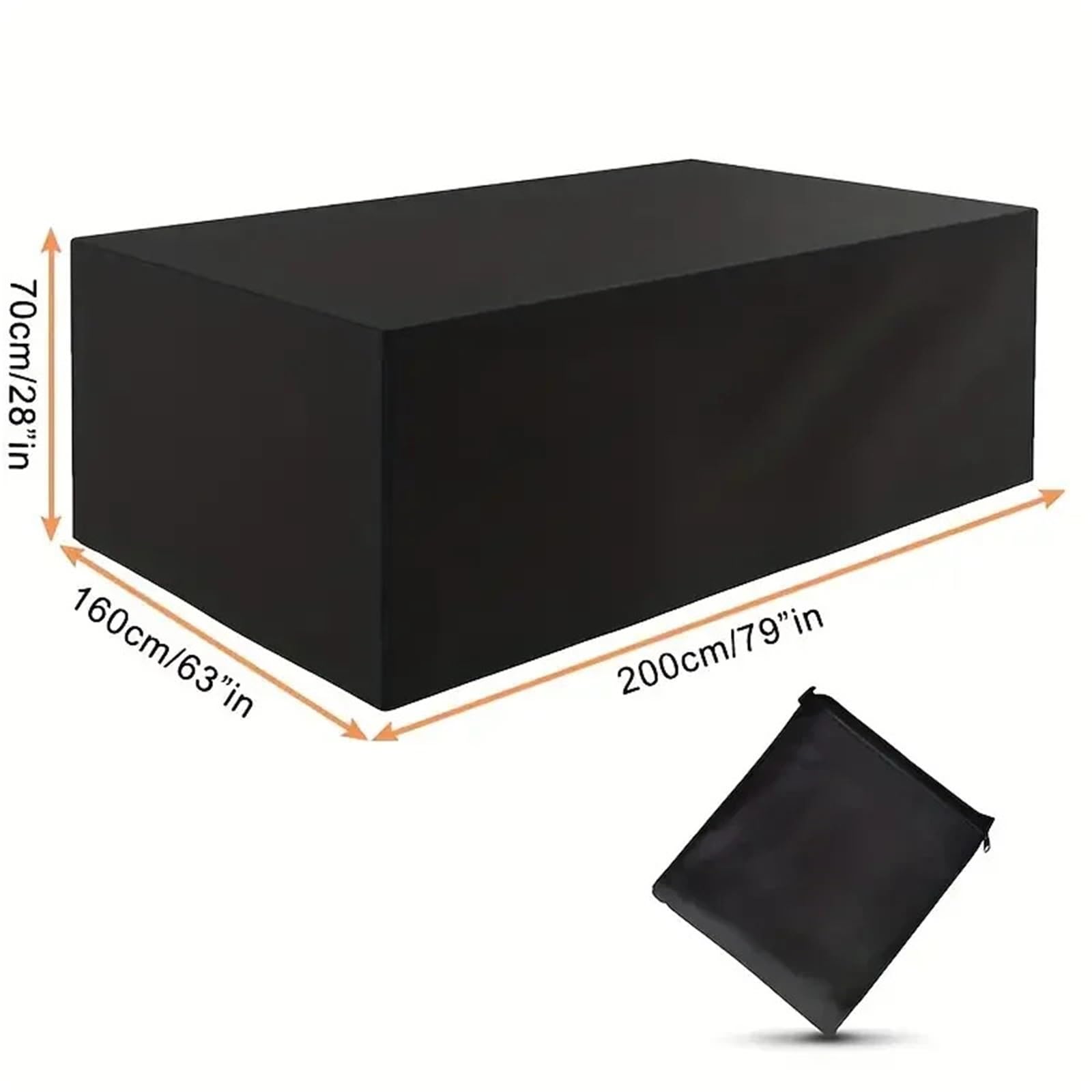 Coperture per mobili da esterno, Copertura for mobili da esterno nera di varie dimensioni(200x160x70)