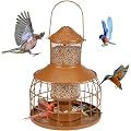 Squirrel Proof Bird Feeders, Metal Wild Bird Feeders for Outdoors Hanging, 3.5LB Heavy Duty Caged Squirrel Proof Bird Feeders, Chew-Proof, Weather Resistant, Patio Backyard Garden Decor