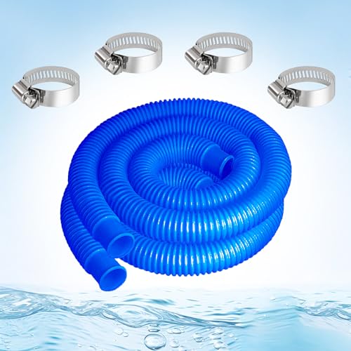 1-1/2-InchPool Hoses for Intex Pool Skimmer Surface Skimmer Pool Pump Pool Filter, 1.5” x 59” Pump Hoses Tubes for Above Ground Pool Sand Filter, 2 Pack with 4 Hose Clamps (Blue -2 Pack)