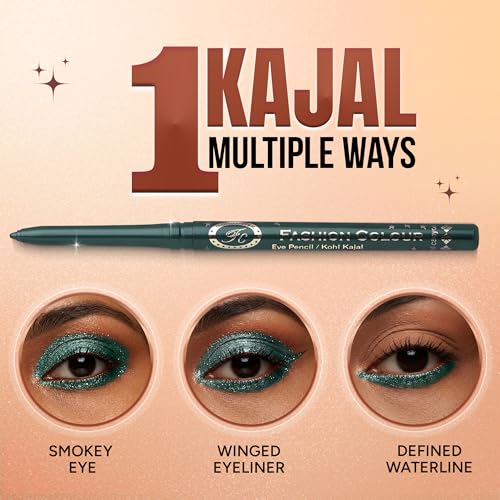 Image of FASHION COLOUR Intense Revolving Kajal | High Impact Intense Color In 1 Stroke | 12HR Long Stay | Matte & Mettalic Finish | Soft Texture | Waterproof & Smudgeproof | (Green)