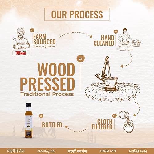 Image of SHUCHI WOOD PRESSED MUSTARD OIL - 250 ML I ORGANIC COLD PRESSED MUSTARD OIL WITH NO PRESERVATIVES I VIRGIN & NATURAL HEALTHY COOKING OIL EXTRACTED USING LAKDI GHANI /KACCHI GHANI /CHEKKU METHOD.