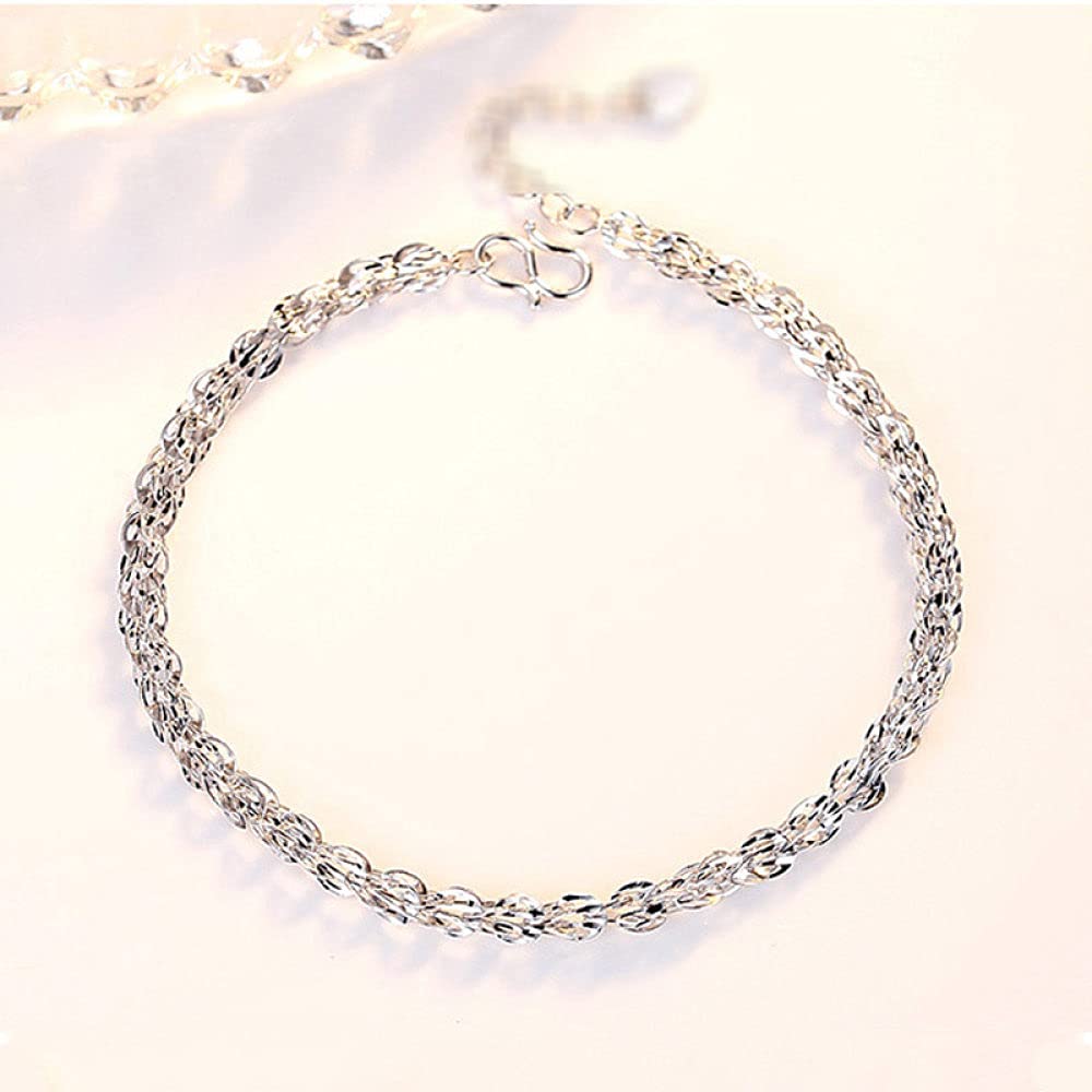 Braccialetti a Catena con Polsino in Argento Sterling Moda, Bracciale in Argento Sterling 925 da Donna Bracciale a Catena Cava Vintage Regali di Gioielli in Argento Sterling