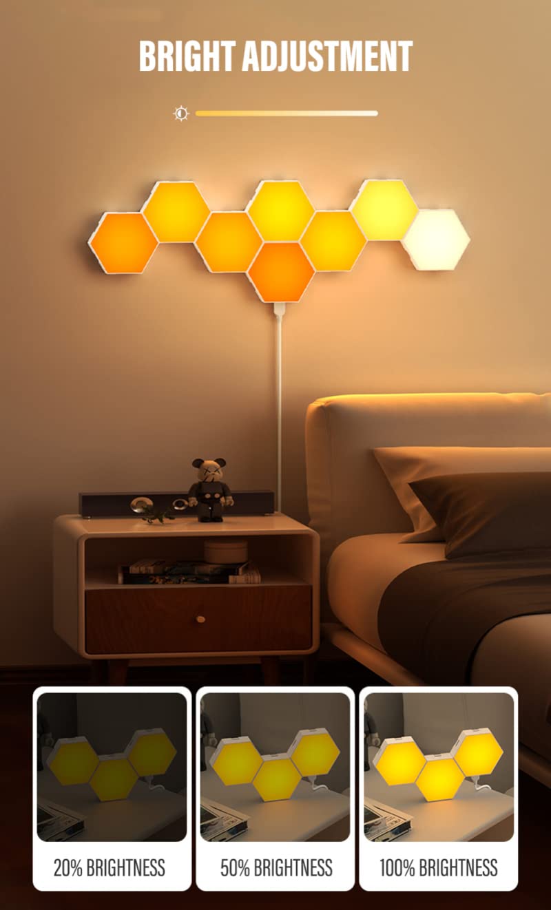 Tuya - Lampada da parete esagonale WiFi, splicing fai da te a induzione Rgbic Symphony Light Board, App+telecomando, modalità multiple supporta Google Alxe - Confezione da 10