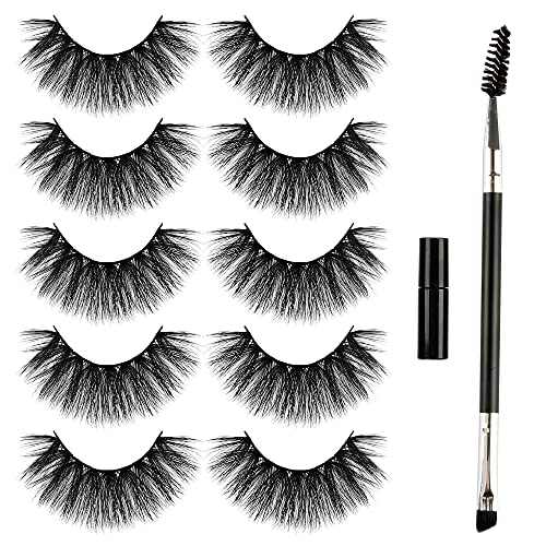 Fluffy Eyelashes Mink Lashes 5 Pairs 20MM Long Dramatic Fake Eyelashes Full Volume 5D Faux Mink Eyelashes by Yawamica
