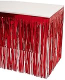 Beistle Metallic Fringe Skirt for Rectangle Tables – Banquets and Parade Float Supplies-Birthday Party Christmas Holiday Theme Decorations, 30' x 14', Red