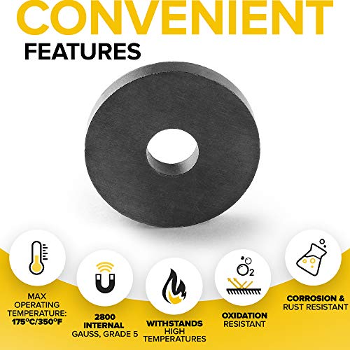 Image of Industrial Ceramic Ring Magnets with Countersunk Hole - 30x4.5mm (1.2 inch x 0.18 inch), 18 Pack - High Strength Ferrite Magnets for Mechanical Mounting & Equipment Applications