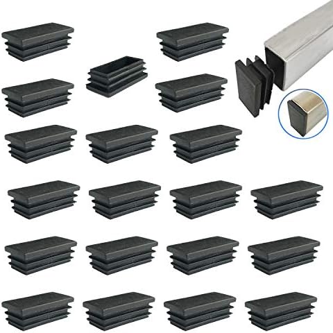 YouU 50x25mm Rectangle Black Plastic Plug End Cap Furniture Chair Leg Foot Cover Cap Tubing Inserts End Cap 21 Pcs Cover