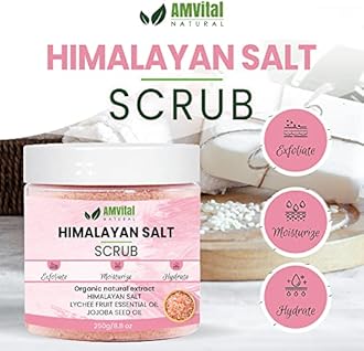 Himalayan Salt Body Scrub Moisturizing and Exfoliating Body, Face, Hand, Foot Scrub, Nourishes Skin, Skin Scars, Wrinkles